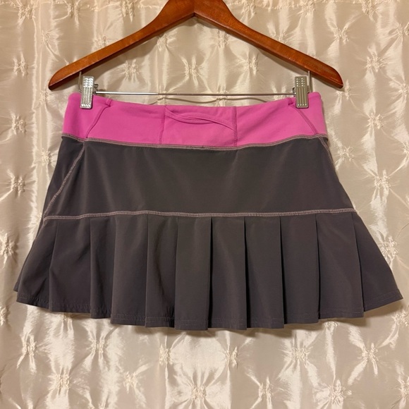 Lululemon Pace Rival Pleated Skirt Charcoal Gray Pink Golf Tennis Sports Skort - Picture 3 of 11